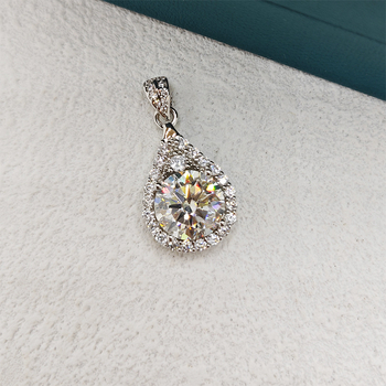 Κολιέ με σταγόνα νερού από ασήμι 925, moissanite, 3 καρατίων, με διαμάντι λάμψης σε σχήμα αχλαδιού, ζωντανή μετάδοση, χονδρική