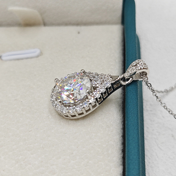 Κολιέ με σταγόνα νερού από ασήμι 925, moissanite, 3 καρατίων, με διαμάντι λάμψης σε σχήμα αχλαδιού, ζωντανή μετάδοση, χονδρική