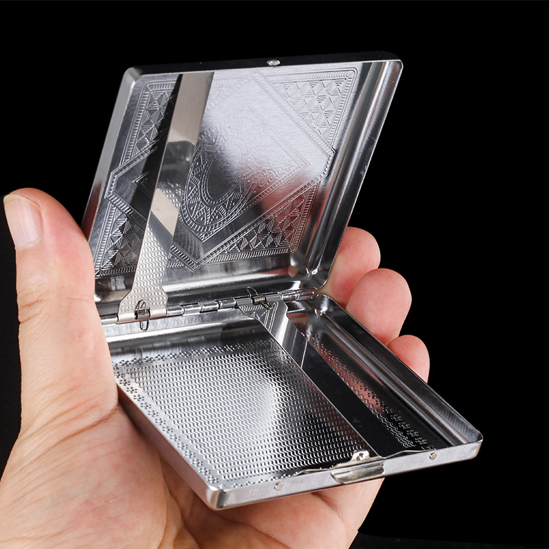 Sigaretiümbris meestele kaasaskantav 20-pakk metallist sigaretiümbris roostevabast terasest ühepoolne reljeefne rõhukindel niiskuskindel käsitsi sigaretiümbris