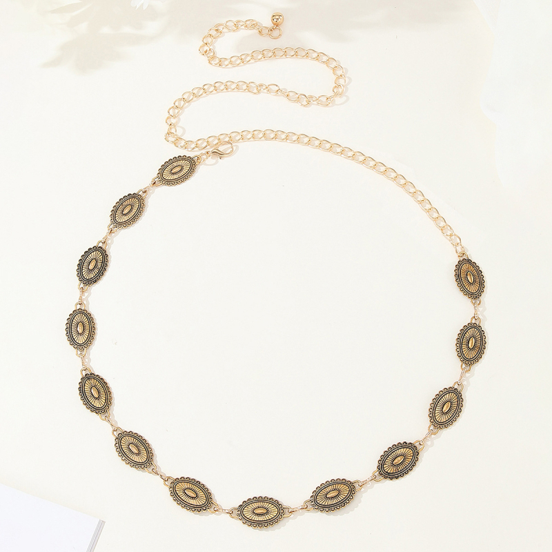 Sandėlyje Europietiškos ir amerikietiškos, aukštos klasės, madingos metalinės juosmens grandinėlės moterims, retro, paprastos, universalios, bohemiško etninio stiliaus.