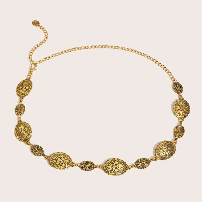 Sandėlyje Europietiškos ir amerikietiškos, aukštos klasės, madingos metalinės juosmens grandinėlės moterims, retro, paprastos, universalios, bohemiško etninio stiliaus.