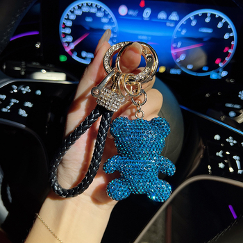 Πλήρες μπρελόκ αυτοκινήτου με αρκουδάκι και διαμάντι, κρεμαστό κορδόνι με διαμάντια, κρεμαστή τσάντα, νέο δώρο διακοπών