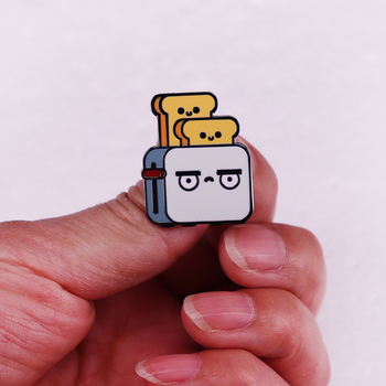 Емайлирана игла за тостер Grumpy сладка резен препечен хляб за закуска с игла за яка