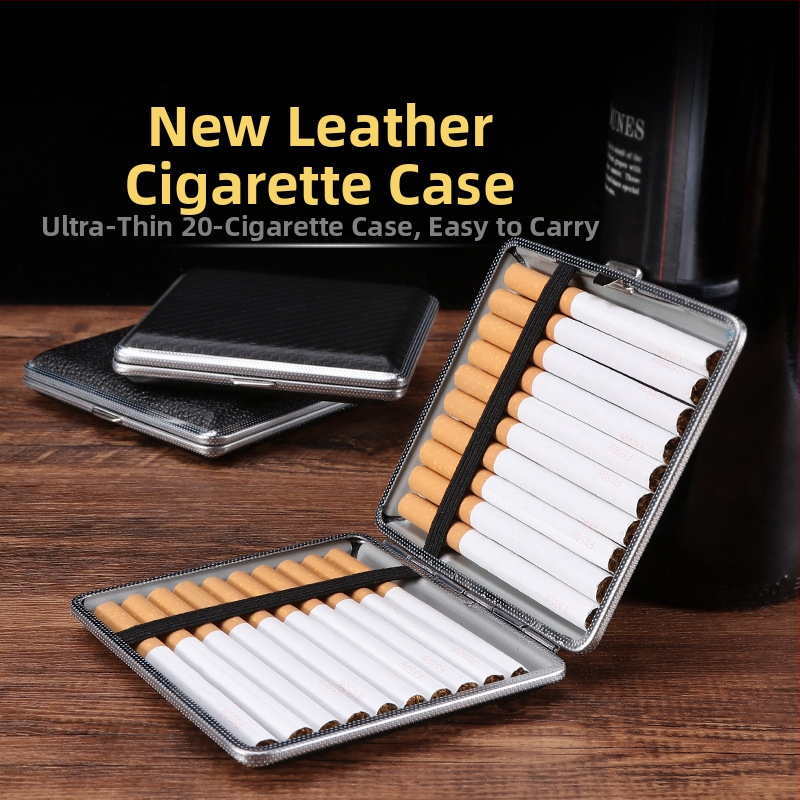 Кожен калъф за цигари, 20 броя, частично каишка, мъжки, кутия за съхранение на цигари, отделен, ветроустойчив калъф за цигари