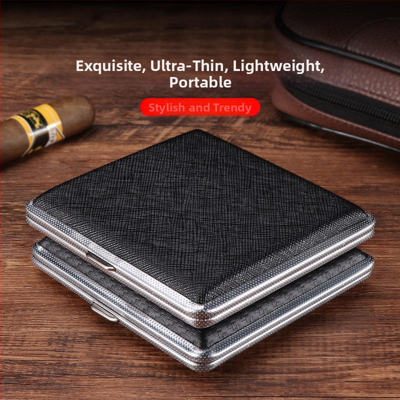Кожен калъф за цигари, 20 броя, частично каишка, мъжки, кутия за съхранение на цигари, отделен, ветроустойчив калъф за цигари