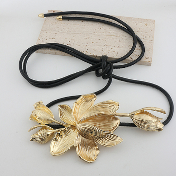 Lanț de talie cu flori mari, exagerat, ZR, același stil, metalic, cu lalea, european și american, pentru femei, 2024, explozii noi, potrivit pentru fustă și pantaloni, curea