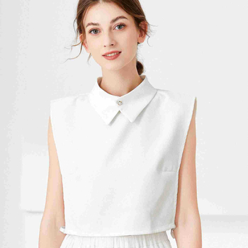 Λευκό Γυναικείο Πουκάμισο με Ψεύτικο Γιακά, Φθινοπωρινό και Χειμερινό Διακοσμητικό Εσωτερικό Πουκάμισο με Πολυλειτουργικό Ψεύτικο Γιακά