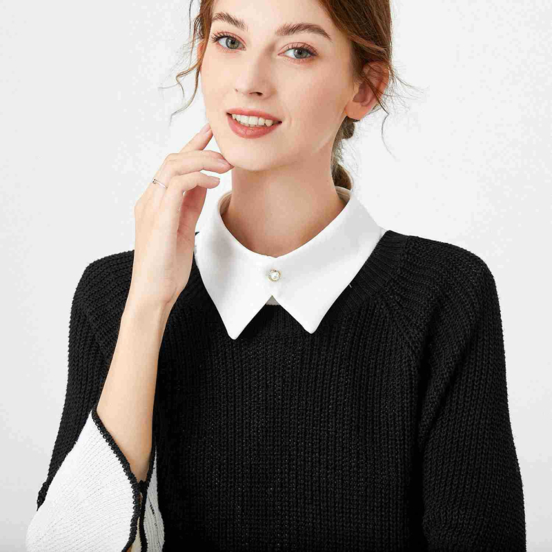 Fehér hajtókás ing, hamis galléros női, minden méretben kapható, őszi és téli díszes belső ing, multifunkcionális, hamis gallérral