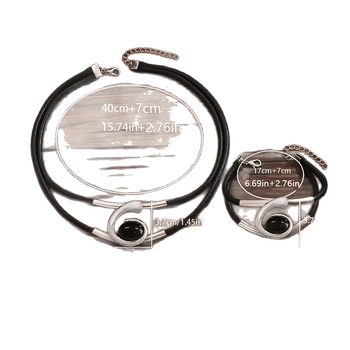 Boheemlaslikus stiilis kuldne ja must akrüülist vääriskividega ehteülikonna ja naiste kaelakee käevõru kombinatsioon