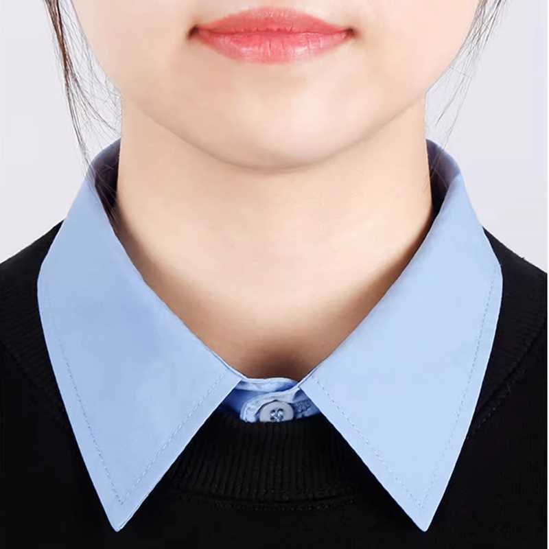 Női inggallér pulóver inggallér díszítéssel, univerzális pulóver, hamis gallér, női kék függőleges gallér kiegészítők nyárra és őszre