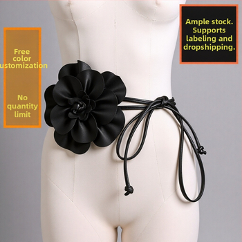 PU odos didelė gėlėta juosmens virvė bohemiško stiliaus suknelė dekoracija diržas kaklaraištis kaspinas ilgi nėriniai