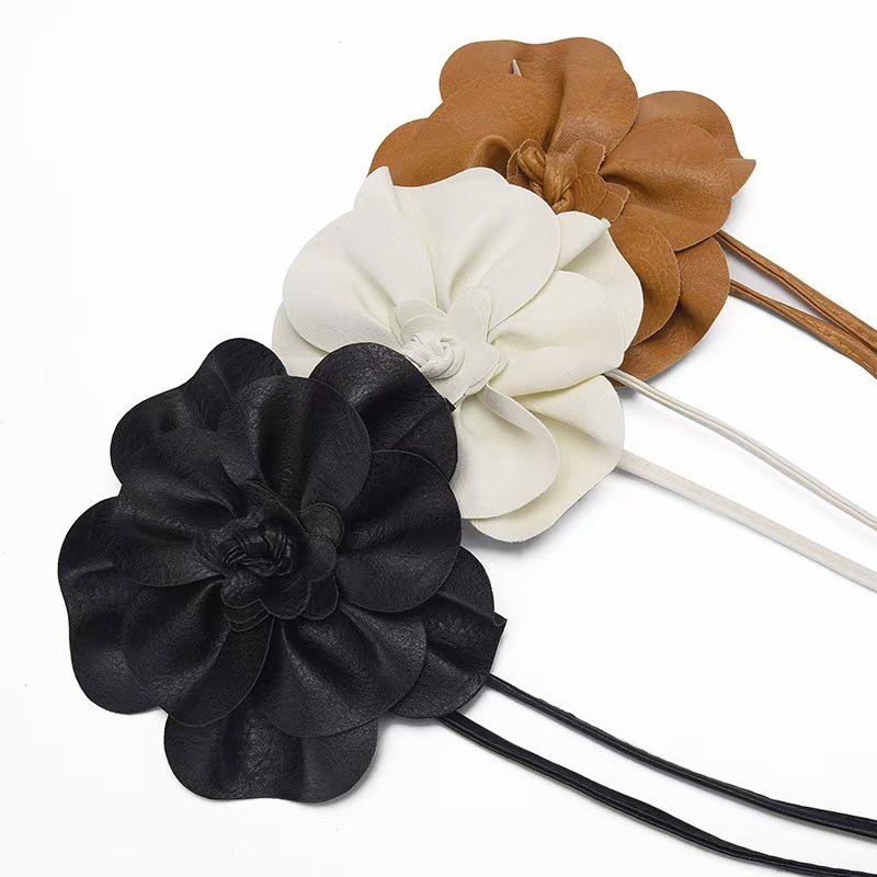 PU odos didelė gėlėta juosmens virvė bohemiško stiliaus suknelė dekoracija diržas kaklaraištis kaspinas ilgi nėriniai