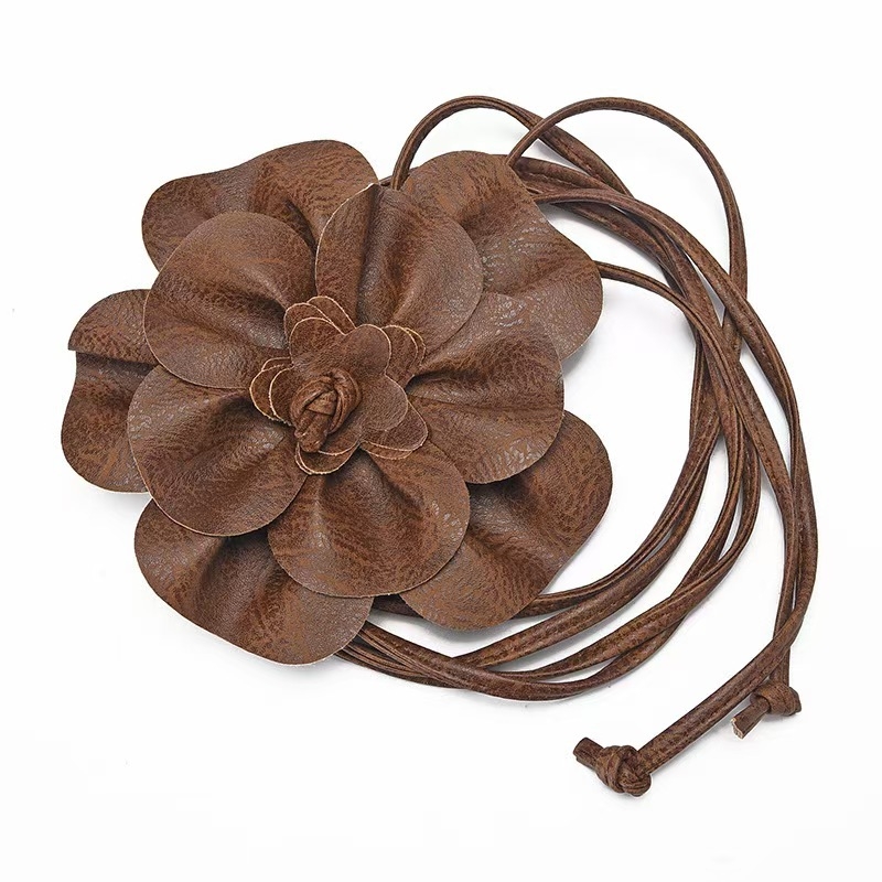 PU odos didelė gėlėta juosmens virvė bohemiško stiliaus suknelė dekoracija diržas kaklaraištis kaspinas ilgi nėriniai