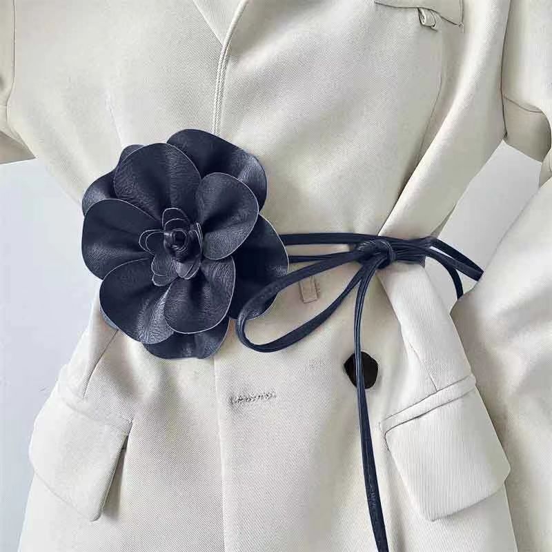 PU odos didelė gėlėta juosmens virvė bohemiško stiliaus suknelė dekoracija diržas kaklaraištis kaspinas ilgi nėriniai