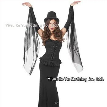 Μαύρα γάντια για διασυνοριακό μακιγιάζ πάρτι, μάγισσα, μάγισσα, ρούχα με μακριά μανίκια, χονδρικής