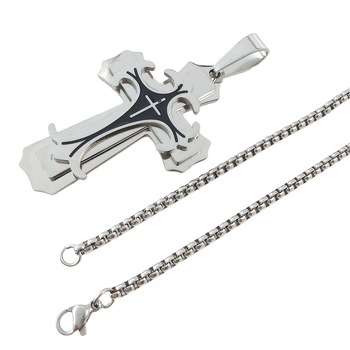 „Amazon AliExpress“ karštas išpardavimas iš Europos ir Amerikos, naujas madingas vyriškas titano plieno plokščio pjūvio karoliai iš nerūdijančio plieno, aliejaus lašėjimo kryželio formos pakabukas