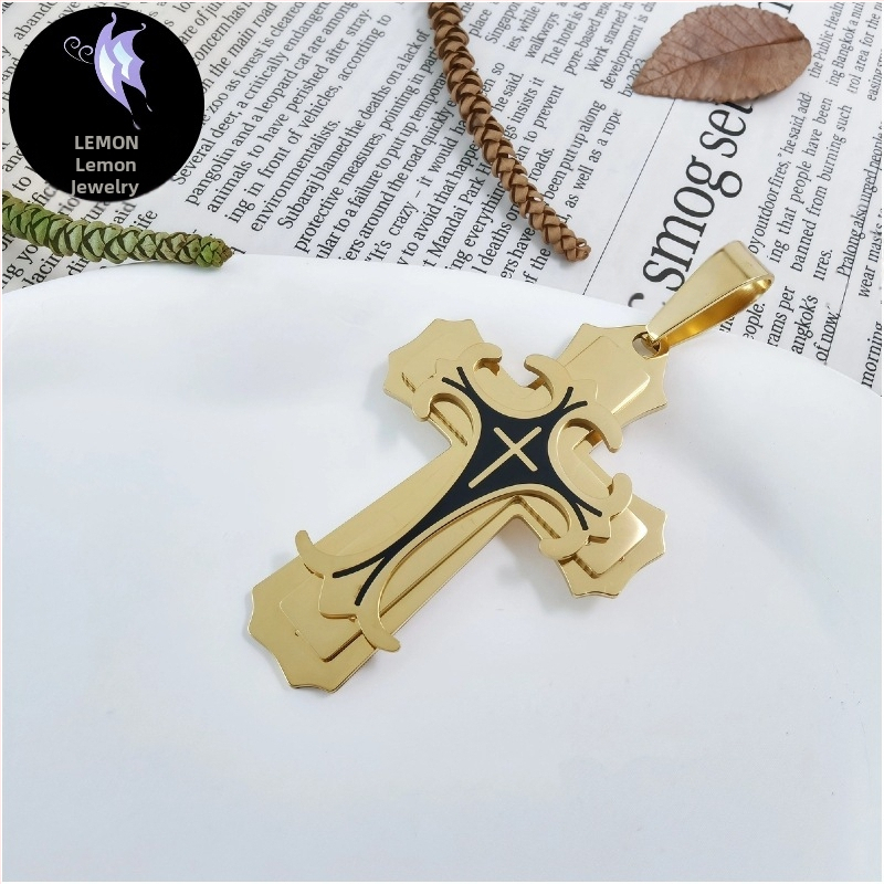 Amazon AliExpress Гореща разпродажба Европейски и американски Нови модерни мъжки колиета от титаниева стомана с плосък профил от неръждаема стомана с висулка с капка масло