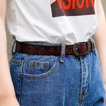 Női öv, új, koreai stílusú, marhabőr öv, vintage tűs csattal, divatos, mindenhez illő, hétköznapi, dekoratív farmeröv
