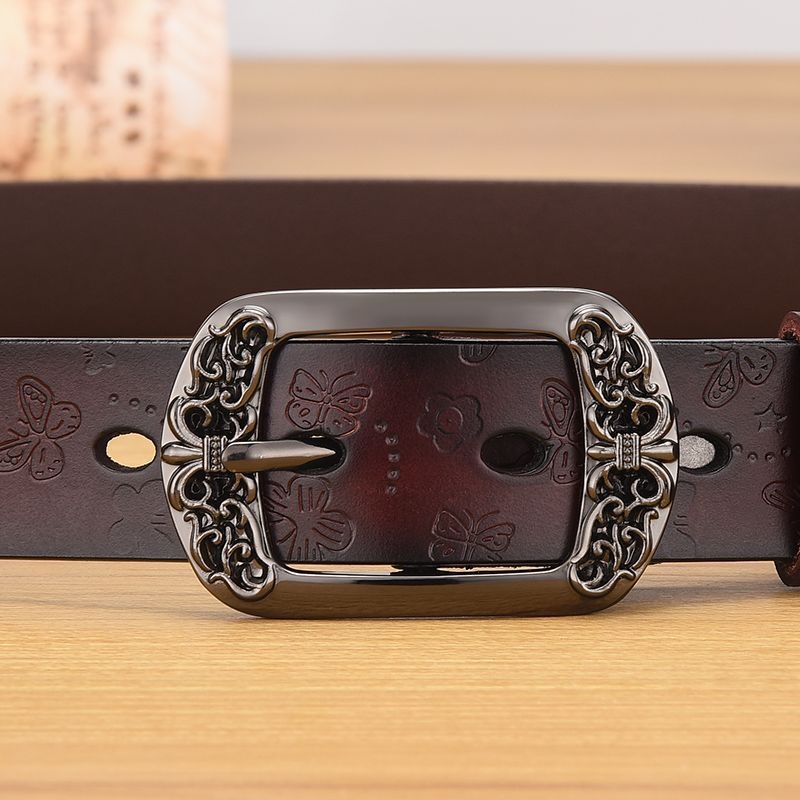 Női öv, új, koreai stílusú, marhabőr öv, vintage tűs csattal, divatos, mindenhez illő, hétköznapi, dekoratív farmeröv