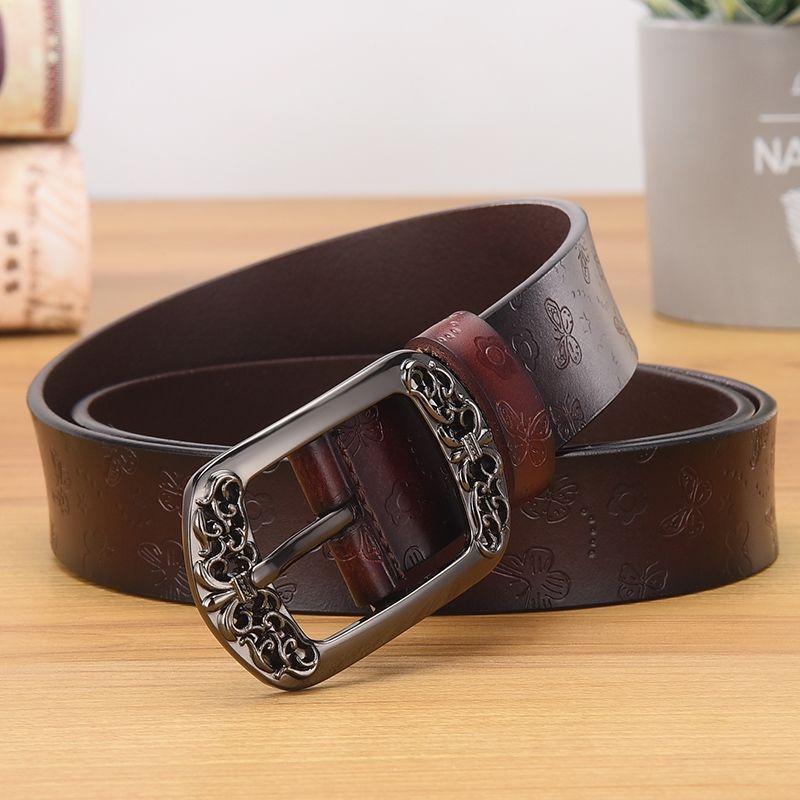Női öv, új, koreai stílusú, marhabőr öv, vintage tűs csattal, divatos, mindenhez illő, hétköznapi, dekoratív farmeröv