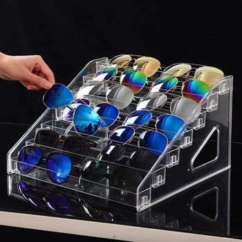 Akinių nuo saulės demonstravimo lentynėlė, daugiasluoksnė kopėčių laikymo lentynėlė, akinių nuo saulės demonstravimo lentynėlė, skaidri akrilo akinių laikymo dėžė