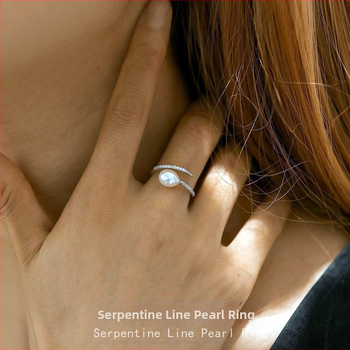 Γυναικείο δαχτυλίδι από ασήμι S925 με μαργαριτάρι σε σχήμα φιδιού, απλό και μοντέρνο, υψηλής ποιότητας, από μαργαριτάρι γλυκού νερού, για το φθινόπωρο και τον χειμώνα.