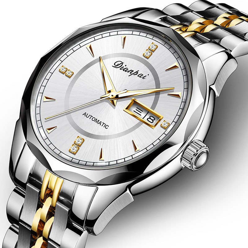 Dianpai mehaaniline käekell, täisautomaatne, kahe kalendriga, helendav veekindel meeste käekell