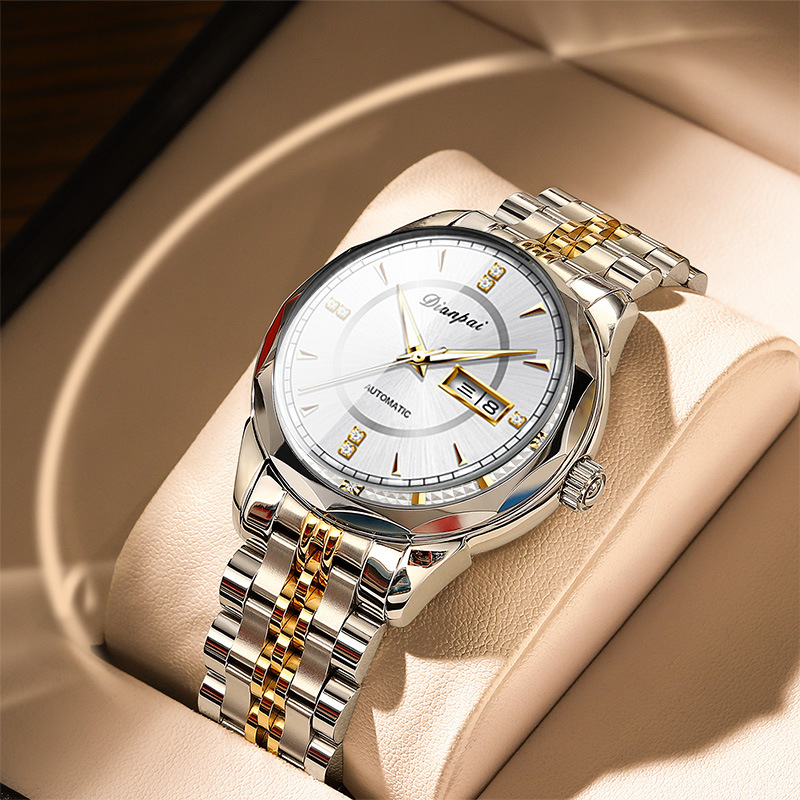 Dianpai mehaaniline käekell, täisautomaatne, kahe kalendriga, helendav veekindel meeste käekell