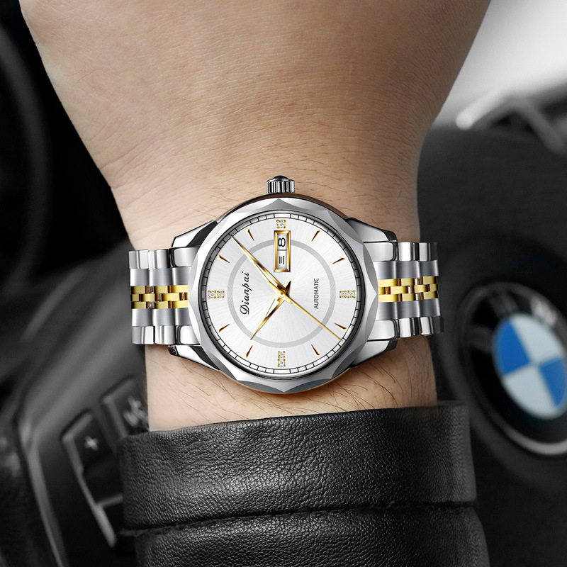 Dianpai mehaaniline käekell, täisautomaatne, kahe kalendriga, helendav veekindel meeste käekell