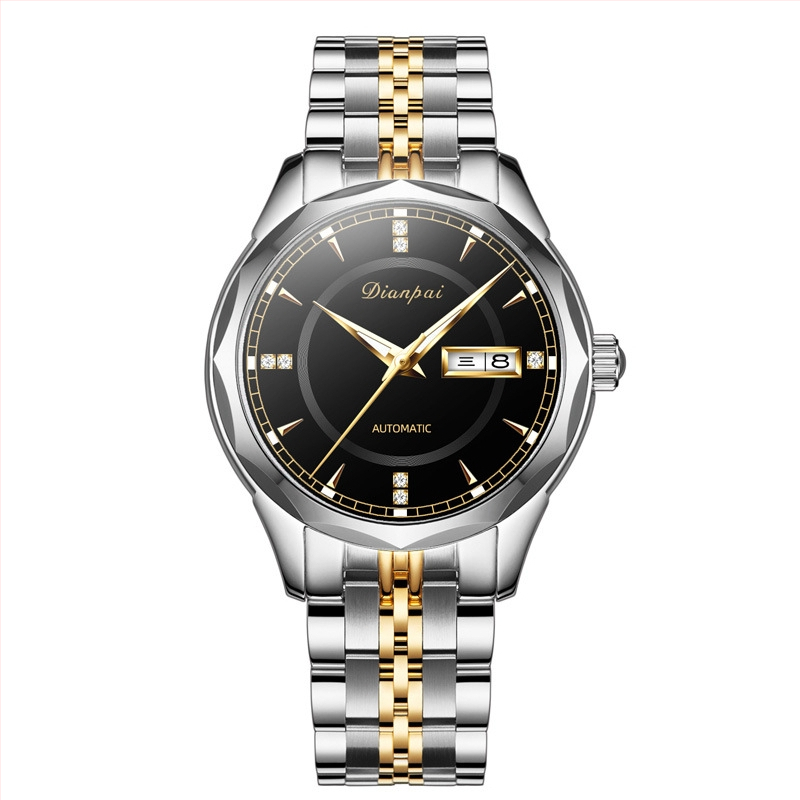 Dianpai mehaaniline käekell, täisautomaatne, kahe kalendriga, helendav veekindel meeste käekell