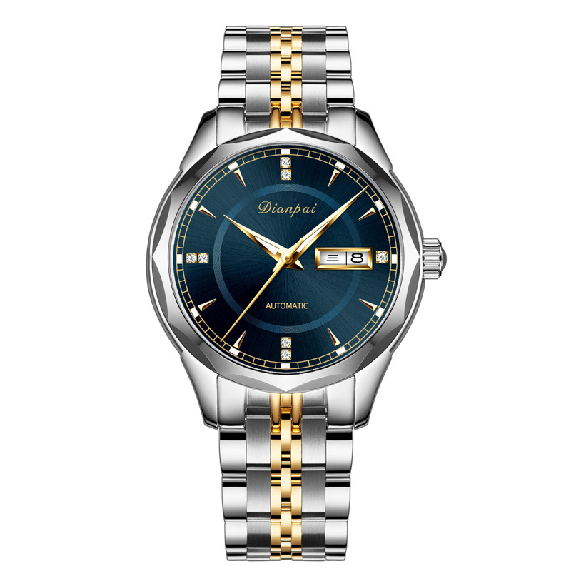 Dianpai mehaaniline käekell, täisautomaatne, kahe kalendriga, helendav veekindel meeste käekell