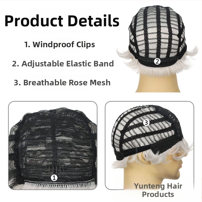 Европейска и американска трансгранична мъжка перука с кос бретон, къса, от химически влакна, копринена шапка с висока температура