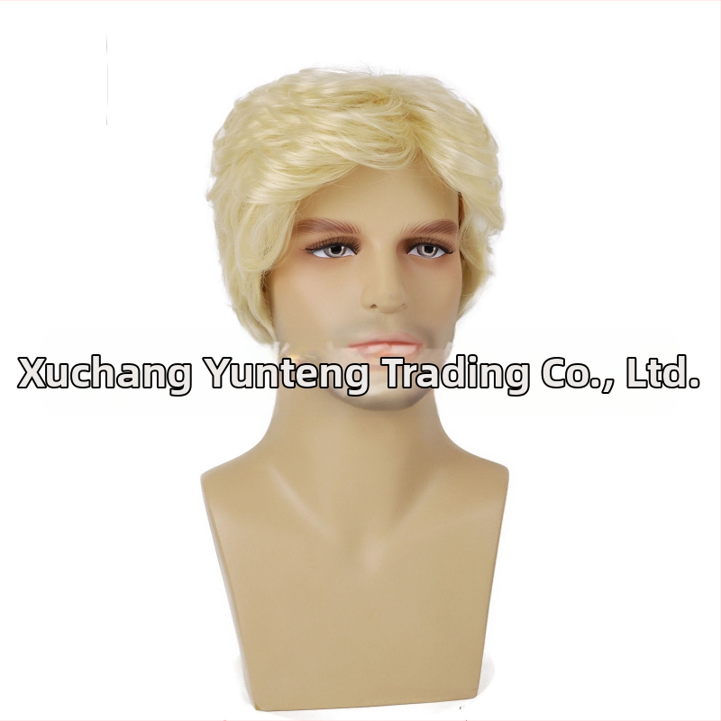 Euroopa ja Ameerika piiriülene meeste parukas kaldus tukkidega, lühike keemilisest kiust kõrge temperatuuriga siidist peakate, meeste parukas