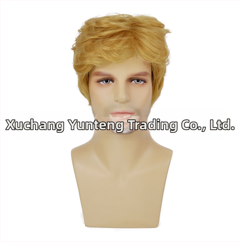 Euroopa ja Ameerika piiriülene meeste parukas kaldus tukkidega, lühike keemilisest kiust kõrge temperatuuriga siidist peakate, meeste parukas