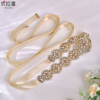 „Youlapan S161“ auksinė europietiška ir amerikietiška vestuvinė suknelė su karoliukais ir cirkoniais, prabangiu juosmens diržu su išskirtiniais deimantais