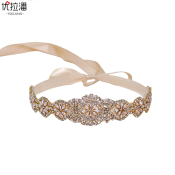 „Youlapan S161“ auksinė europietiška ir amerikietiška vestuvinė suknelė su karoliukais ir cirkoniais, prabangiu juosmens diržu su išskirtiniais deimantais