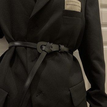 Négy évszak ruha vékony övvel női csomós díszes kosztüm derekú, mindenhez illő fekete kis öves divatos kabát