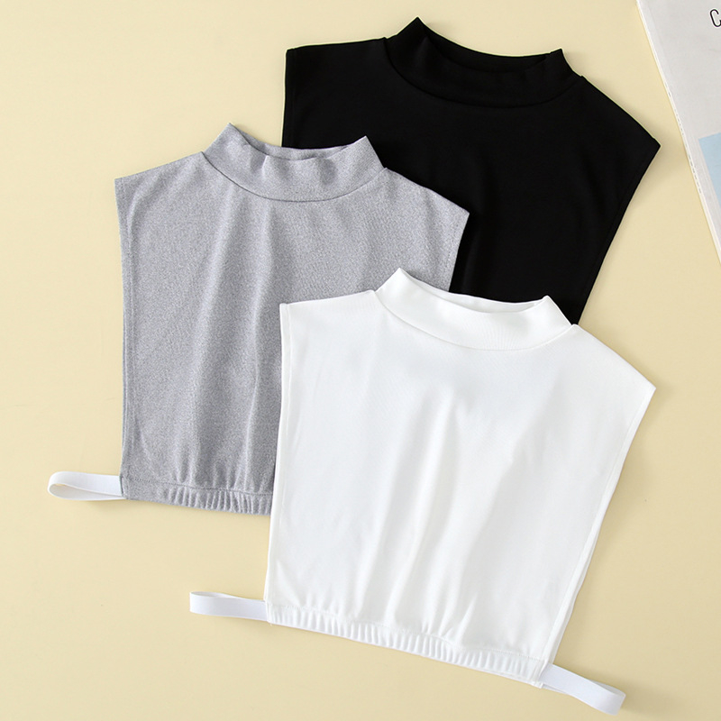 Moteriška netikra apykaklė su megztiniu, pusapvale golfo apykakle, marškiniai apačioje, nauja vidinė medvilninė netikra apykaklė.