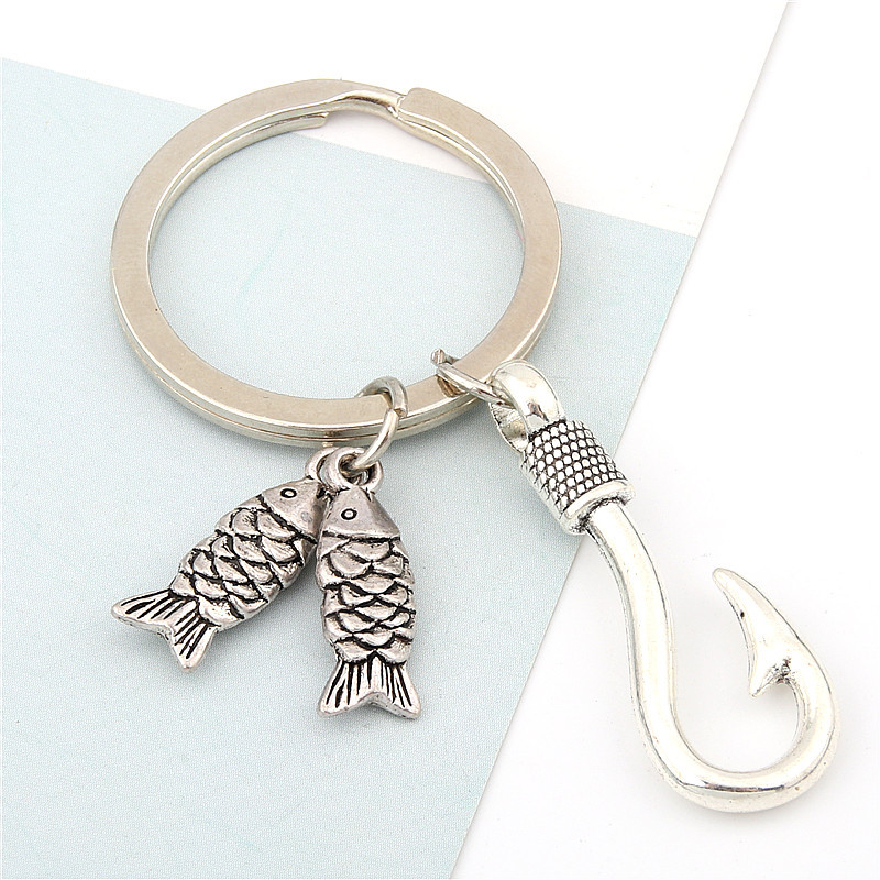 Európai és amerikai külkereskedelmi ékszer horgászhorog táska medál Apák napi ajándék horgászhorog kreatív kulcstartó