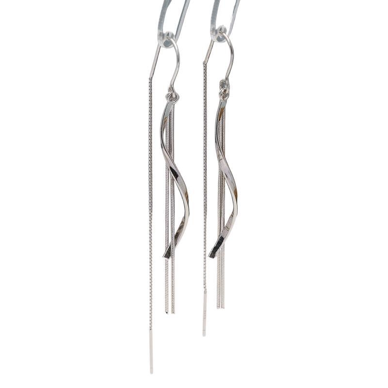 Сребърни обеци S925 с S-образна вълнообразна пискюл, дълги, леки луксозни, висококачествени, нишови, трансгранични, горещи обеци