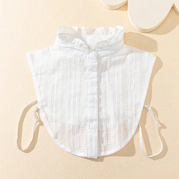 Ženski pulover s lažnim ovratnikom, ukrasni nabrani ovratnik, ovratnik do pola tijela, jesen/zima, proljeće, osnovni žakard pamučni pulover s okruglim izrezom