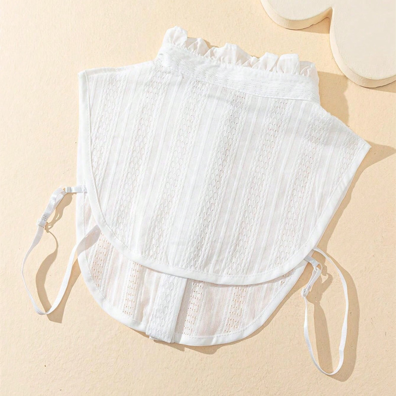 Ženski pulover s lažnim ovratnikom, ukrasni nabrani ovratnik, ovratnik do pola tijela, jesen/zima, proljeće, osnovni žakard pamučni pulover s okruglim izrezom