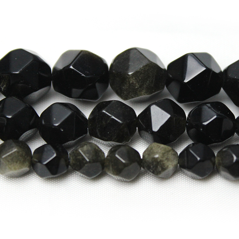 Gyémánt nagy csiszolású arany obszidián gyöngyök diy ékszer karkötő Xingyue Bodhi kiegészítők arany obszidián félkész ékszerek