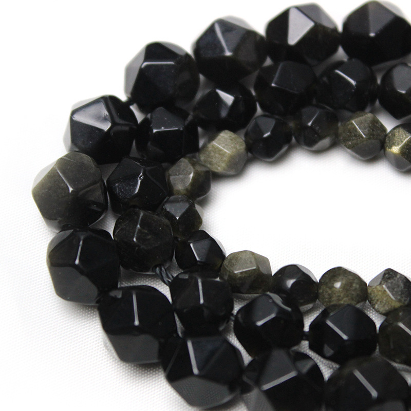 Gyémánt nagy csiszolású arany obszidián gyöngyök diy ékszer karkötő Xingyue Bodhi kiegészítők arany obszidián félkész ékszerek