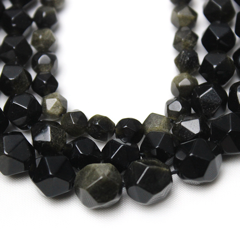 Gyémánt nagy csiszolású arany obszidián gyöngyök diy ékszer karkötő Xingyue Bodhi kiegészítők arany obszidián félkész ékszerek