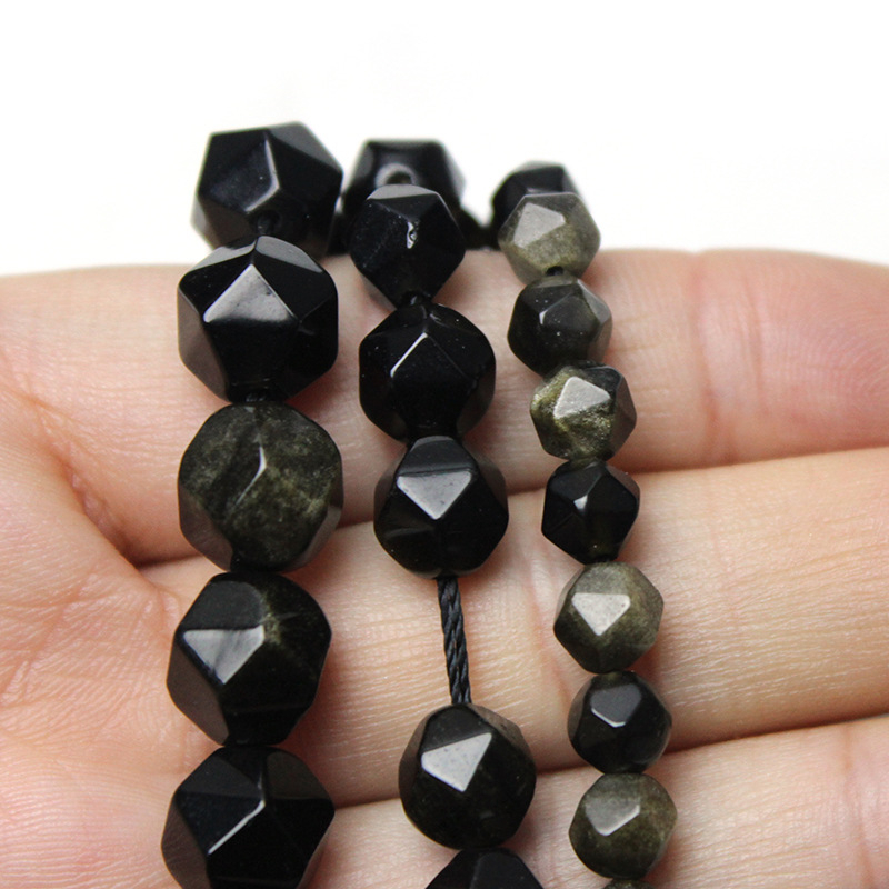 Gyémánt nagy csiszolású arany obszidián gyöngyök diy ékszer karkötő Xingyue Bodhi kiegészítők arany obszidián félkész ékszerek
