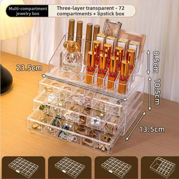 Fésülködőasztal Kis tárgyak Többrétegű Tárolás Átlátszó Akril Nagy Kapacitású Fiókos Fülgyűrű Karkötő Ékszerdoboz