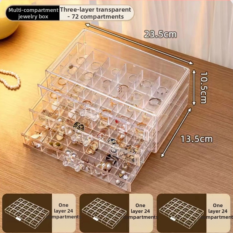 Fésülködőasztal Kis tárgyak Többrétegű Tárolás Átlátszó Akril Nagy Kapacitású Fiókos Fülgyűrű Karkötő Ékszerdoboz