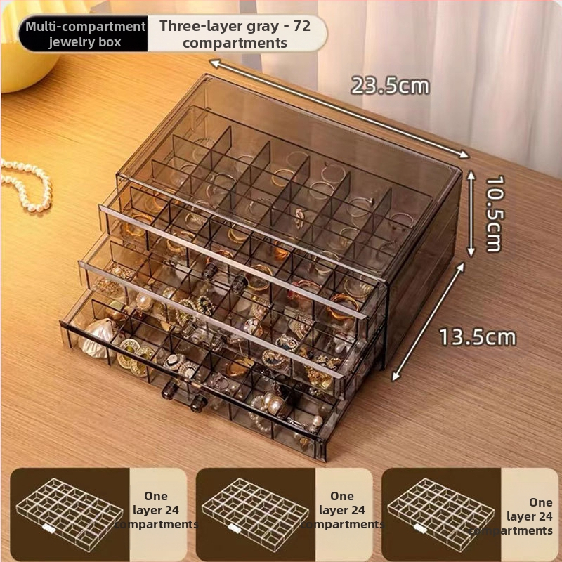 Fésülködőasztal Kis tárgyak Többrétegű Tárolás Átlátszó Akril Nagy Kapacitású Fiókos Fülgyűrű Karkötő Ékszerdoboz