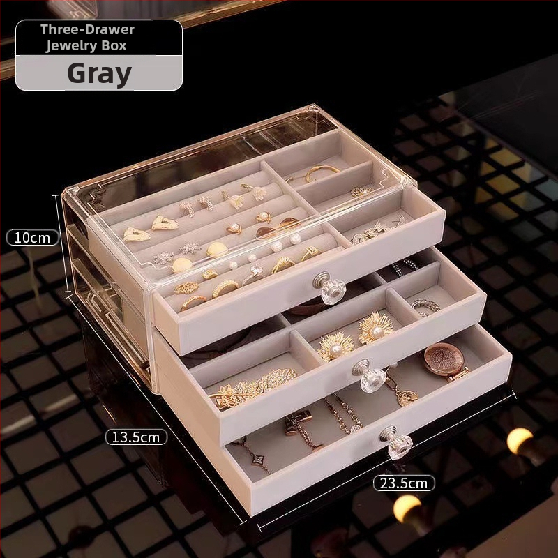 Fésülködőasztal Kis tárgyak Többrétegű Tárolás Átlátszó Akril Nagy Kapacitású Fiókos Fülgyűrű Karkötő Ékszerdoboz